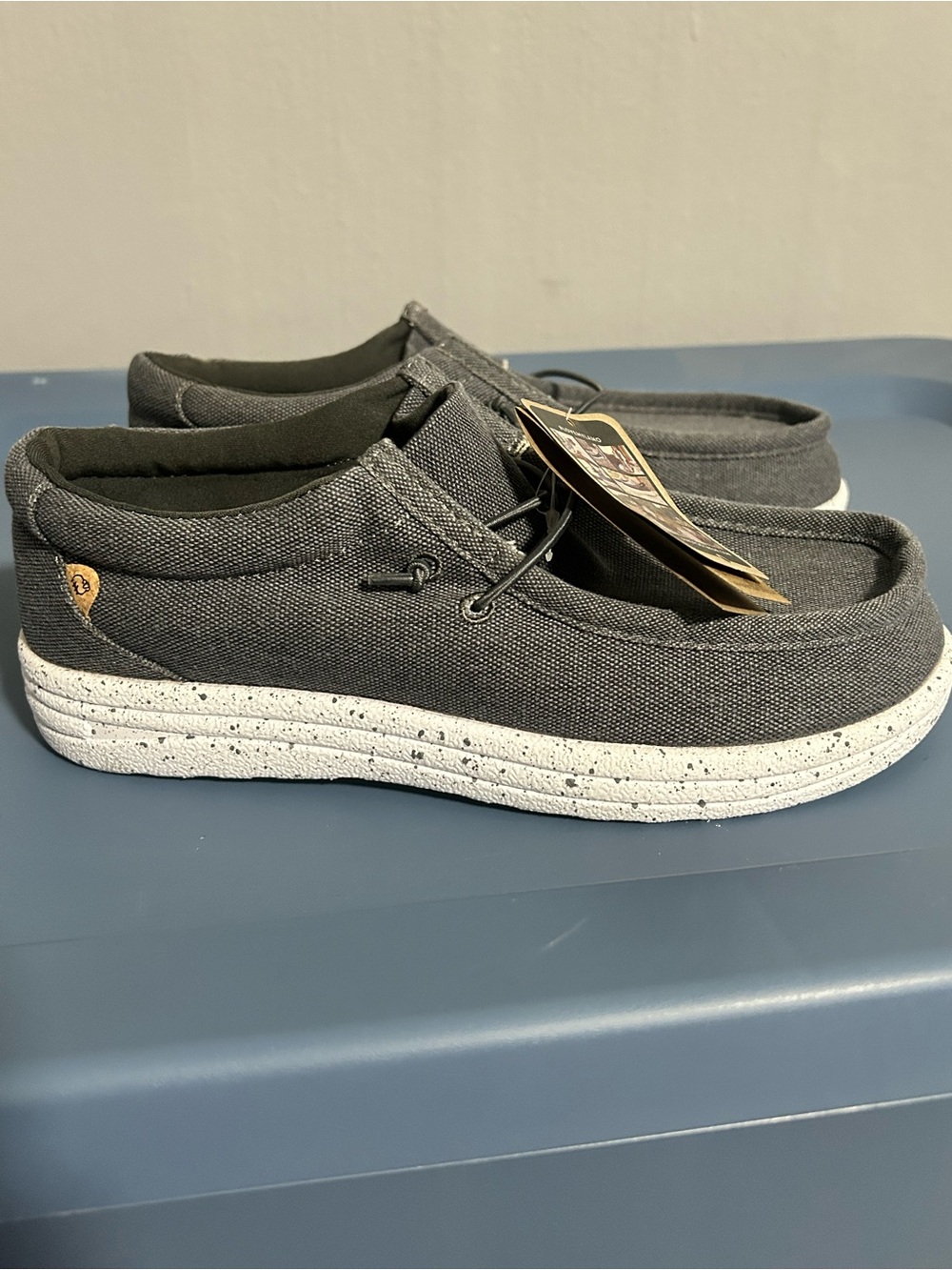 Lamo Boys Charcoal Gray Canvas Slip-On Loafers
